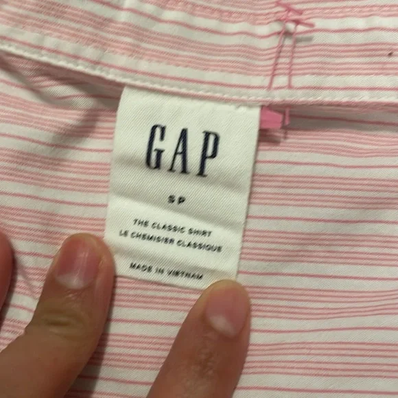 Gap, pure cotton, button-down long sleeve shirt for women, pink and white size S - Picture 4 of 5